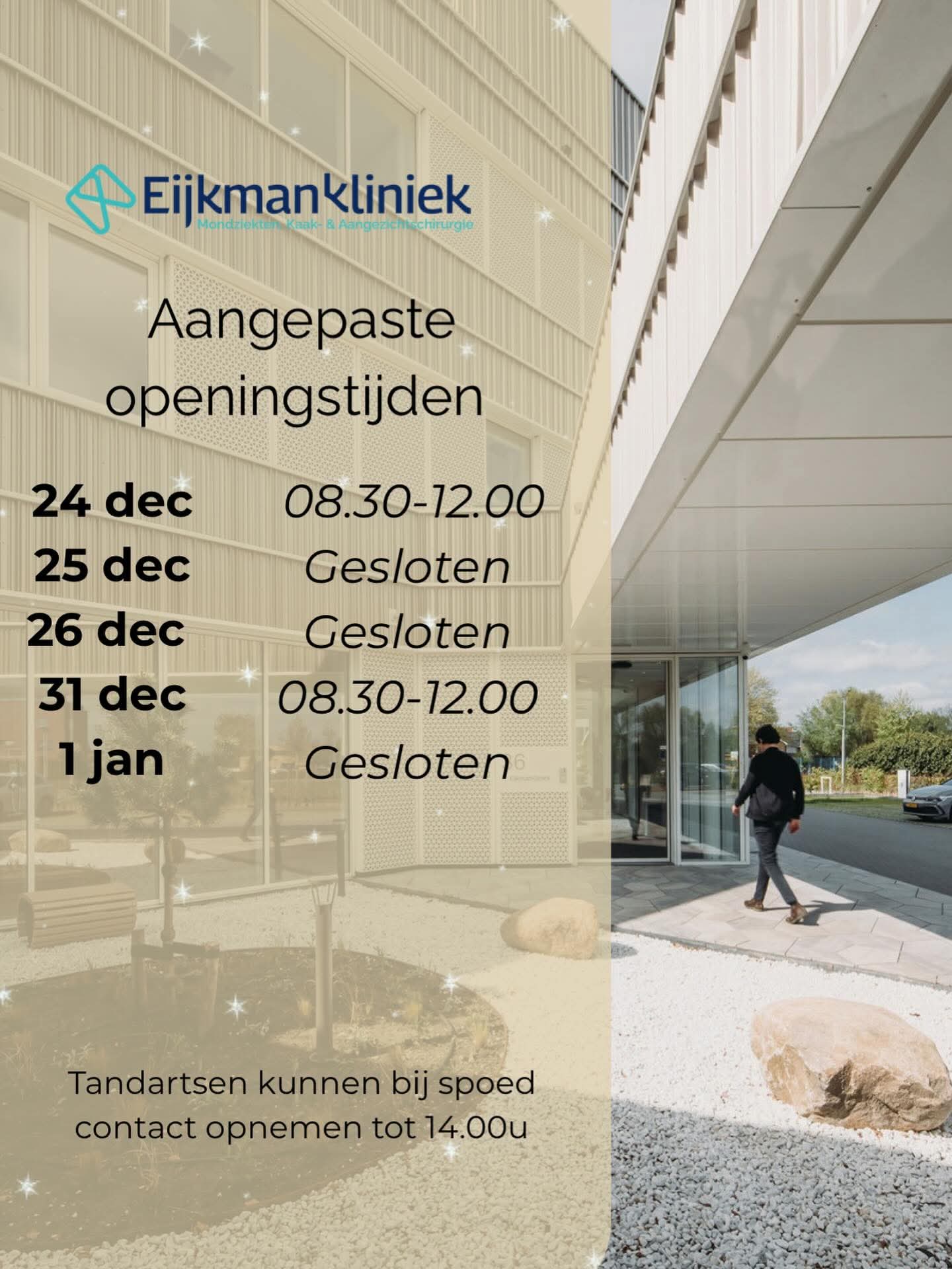 feestdagen openingstijden Eijkmankliniek